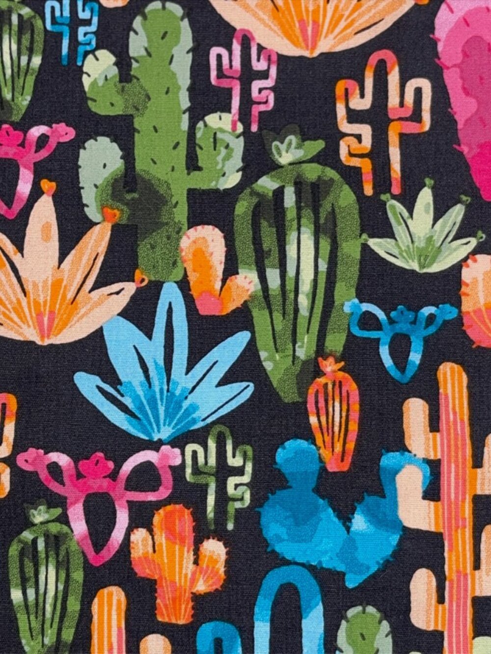 UA Scrubs Sz Large Gray Pink Western Cactus Plant Scrub Shirt Top Nurse Vet Tech - Picture 7 of 9